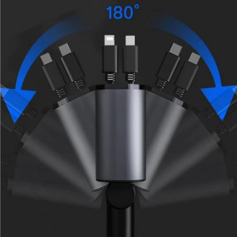 Carregador TurboCar retrátil 4 em 1